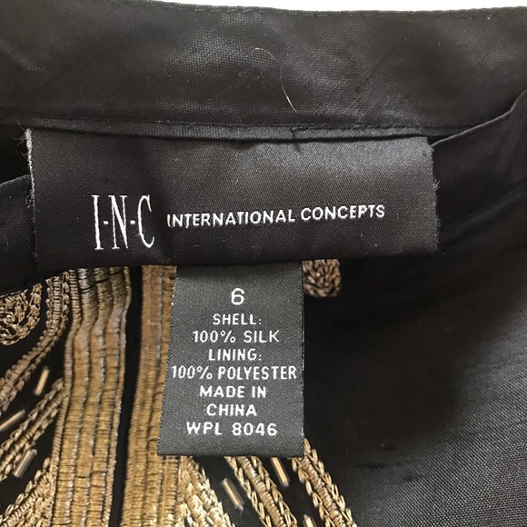 ☘️Black 100% Silk Skirt With Gold Thread - Picture 6 of 7